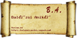 Balázsi Anikó névjegykártya